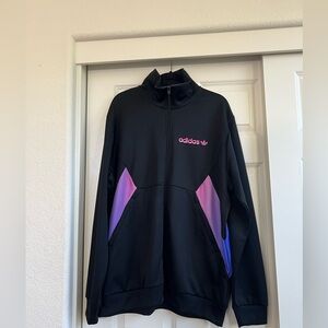 Adidas Black Track Jacket with Pink and Purple Details
